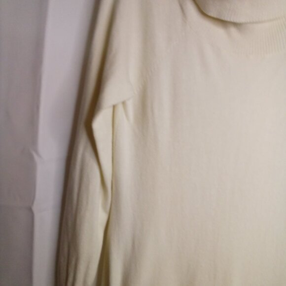 Guess Sweater Tunic Women L Long Sleeve Cowl Neck Zip Sides Off White - Picture 5 of 16